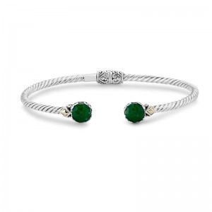 Samuel B.  Emerald Twisted Cable Bangle Bracelet