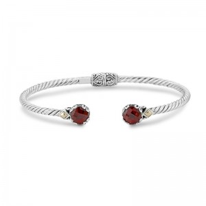 Samuel B.  Garnet Twisted Cable Bangle Bracelet
