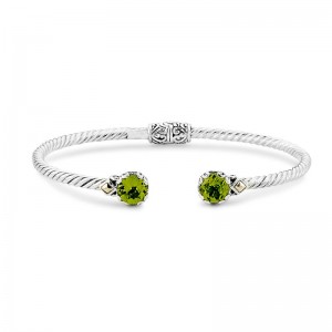 Samuel B. Peridot Twisted Cable Bangle Bracelet