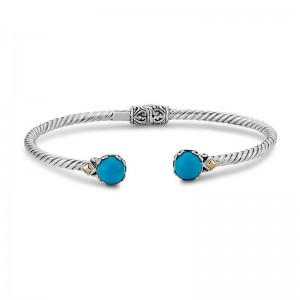 Samuel B. Sleeping Beauty Turquoise Twisted Cable Bangle Bracelet