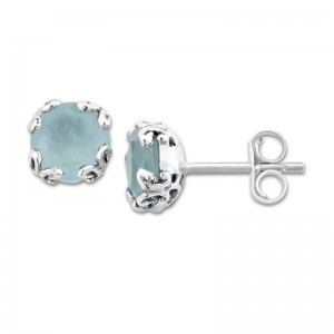 Samuel B. Aquamarine Stud Earrings In Sterling Silver