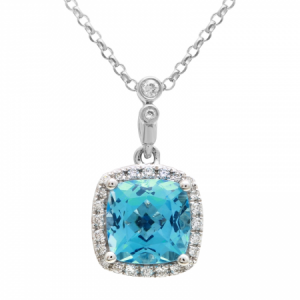 Blue Topaz & Diamond Pendant