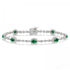 Oval Emerald & Diamond Bracelet