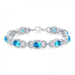 Blue Topaz  / Diamond Bracelet
