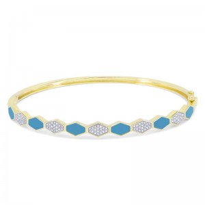 Inlaid Turquoise & Diamond Bangle Bracelet