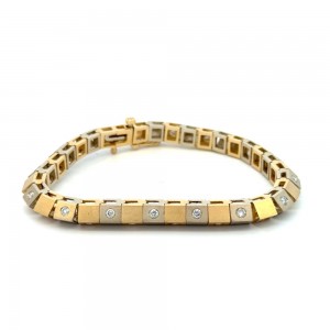 Estate Modern Style Diamond Bracelet with Matte Finish 1.10ct TW 14K White/Yellow Gold.