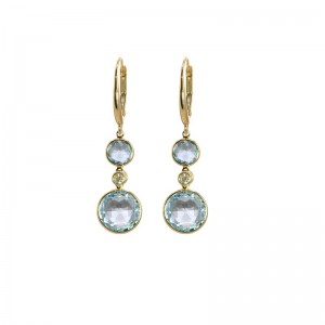 Round Sky Blue Topaz Earrings by Olivia B