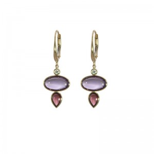 Amethyst and Rhodolite  Earrings by Olivia B