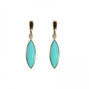 Marquise Turquoise Earrings With Diamond Accentsby Olivia B