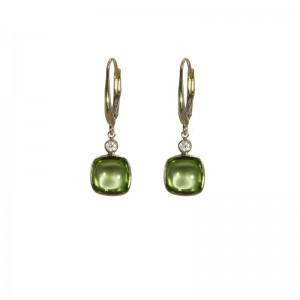 Peridot and Diamond  Earrings