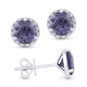 Created Alexandrite & Diamond Earrings