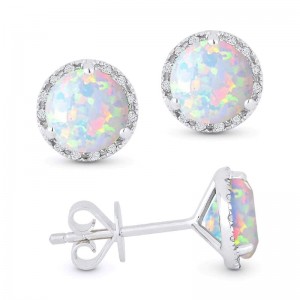 Opal & Diamond Earrings