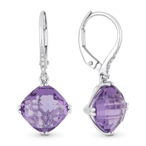 Amethyst / Diamond Leaverback Earrings