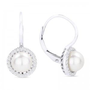 Freshwater Pearl & Diamond Earrings
