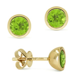 Peridot Round Bezel Earrings