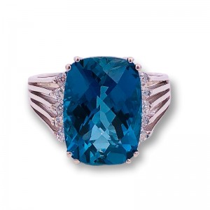 Estate Blue Topaz & Diamond Ring