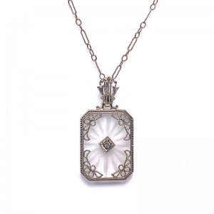 Estate Crystal & Diamond Pendant