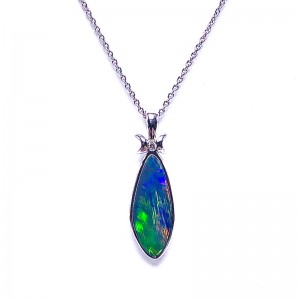 Opal and Diamond Pendant Necklace