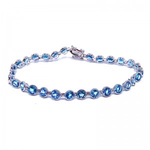 Swiss Topaz Bracelet, 10.44Ctw, 14K White Gold
