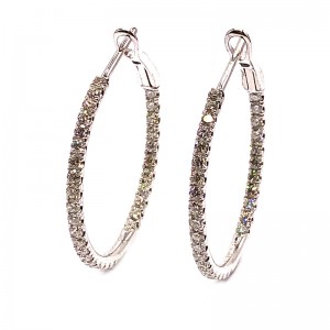 Diamond In/Out Hoop Earrings