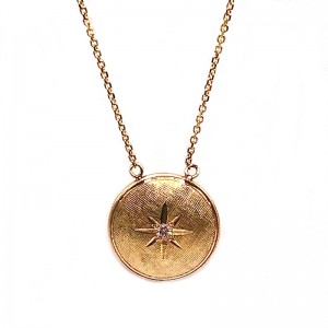 Estate Diamond Florentine Disc Pendant