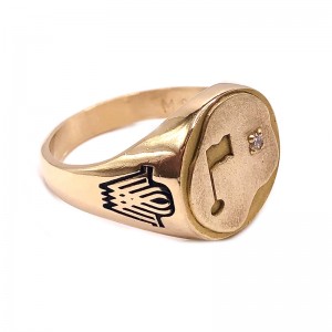 Estate Golf Flag Ring With Diamond