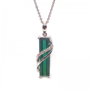 Green Tourmaline & Diamond Pendant