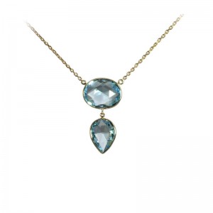 Oval & Pear Sky Blue Topaz Necklace by Olivia B