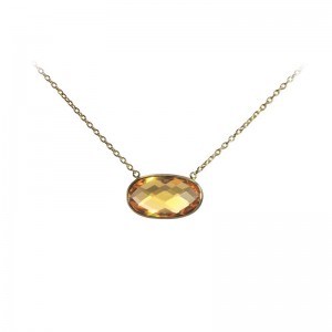 Citrine Oval Bezel Set Pendant