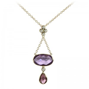 Amethyst / Rhodolite Garnet / Diamond Pendant