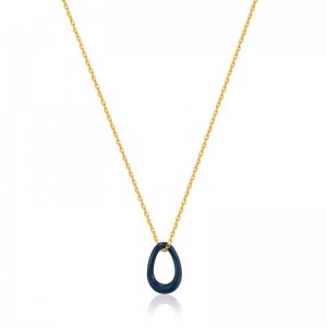 Ania Haie Navy Blue Enamel Gold Twisted Pendant