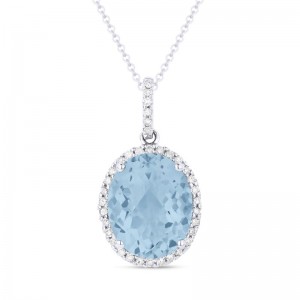 Blue Topaz & Diamond Pendant
