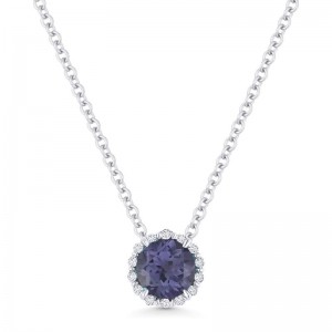 Alexandrite Created and Diamond Pendant