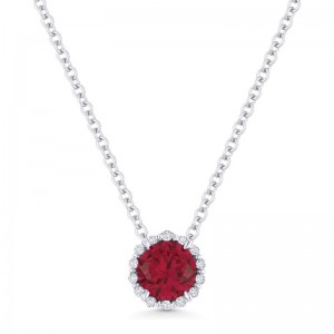 Ruby Created and Diamond Pendant