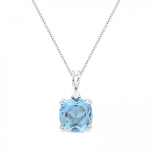 Blue Topaz & Diamond Pendant
