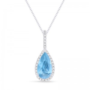 Blue Topaz & Diamond Pendant