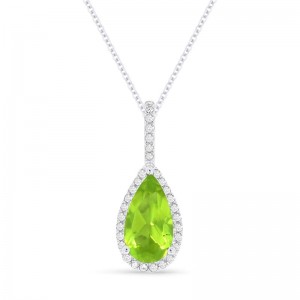 Peridot & Diamond Pendant, 1.10Ct Peridot