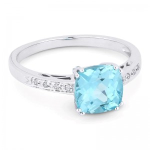 Aquamarine & Diamond Ring