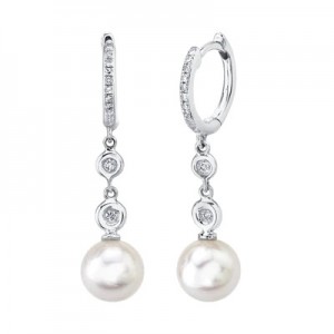Cultured Pearl & Diamond Earrings
