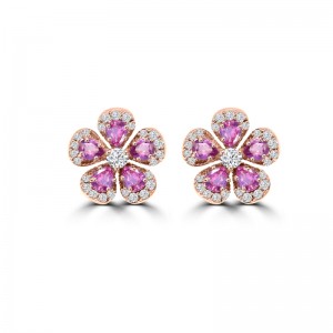 VIVAAN 'Chamomile' Pink Sapphire & Diamond Earrings