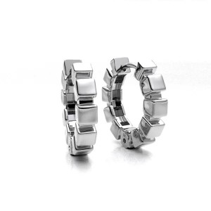 Cubes Snap Hoop Sterling Silver Earrings