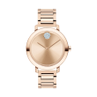 Movado Bold Evolution,34mm Rose Gold Plated Stainless Steel, Crystal Set Dot