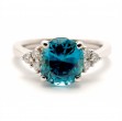 Ladies Blue Zircon & Diamond Ring