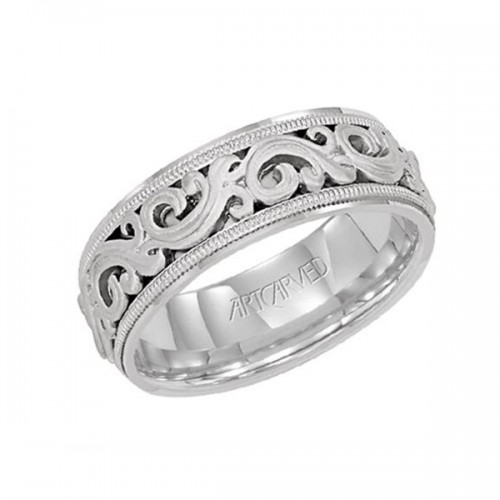 Men's Gold Scroll Detail Wedding Band