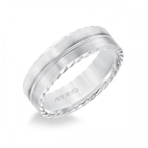 Men's Gold Milgrain Inlay Wedding Band