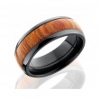 Men's Black Zirconium Wedding Band with Wood Inlay
