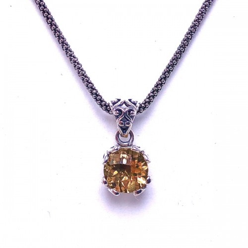 Sterling Silver Citrine Pendant by Samuel B.