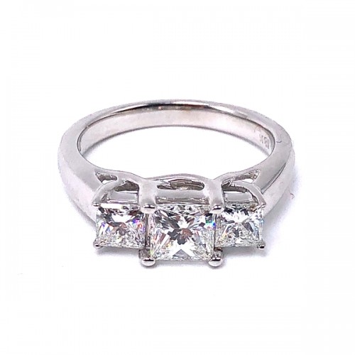 Three Stone Princess Cut Diamond Engagement Ring