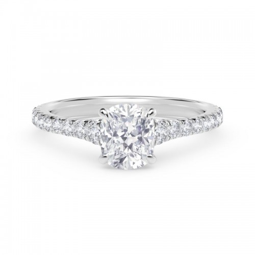 De Beers Forevermark Iconâ„¢ Setting Cushion Engagement Ring with Diamond Band