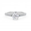 De Beers Forevermark Icon™ Setting Oval Engagement Ring with Two Row Pave Band